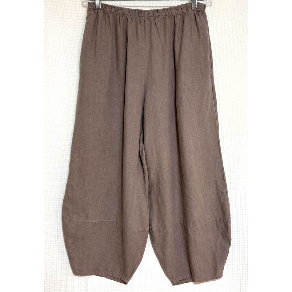 BRYN WALKER USA Size M Barrel Lantern 100% Linen Lagenlook Pants a6